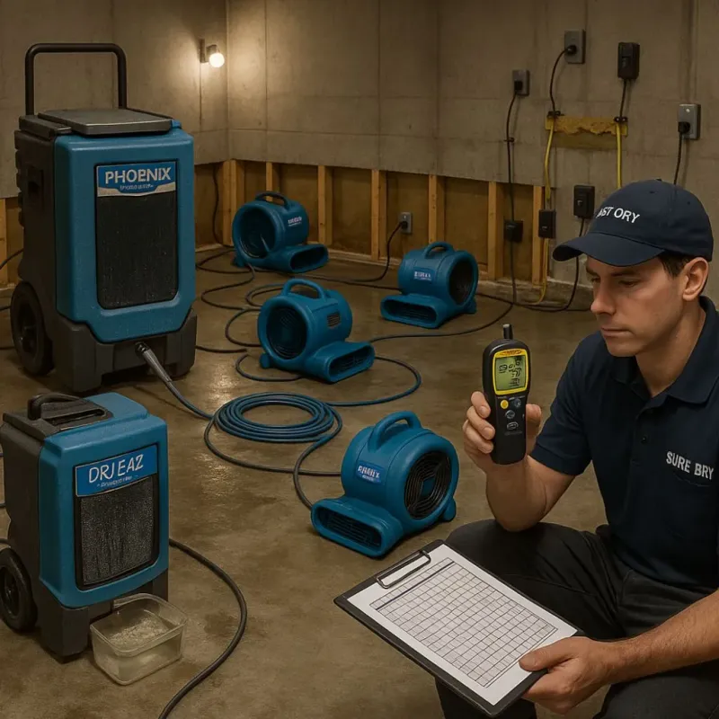 Structural Drying and Dehumidification process in Adelanto, CA